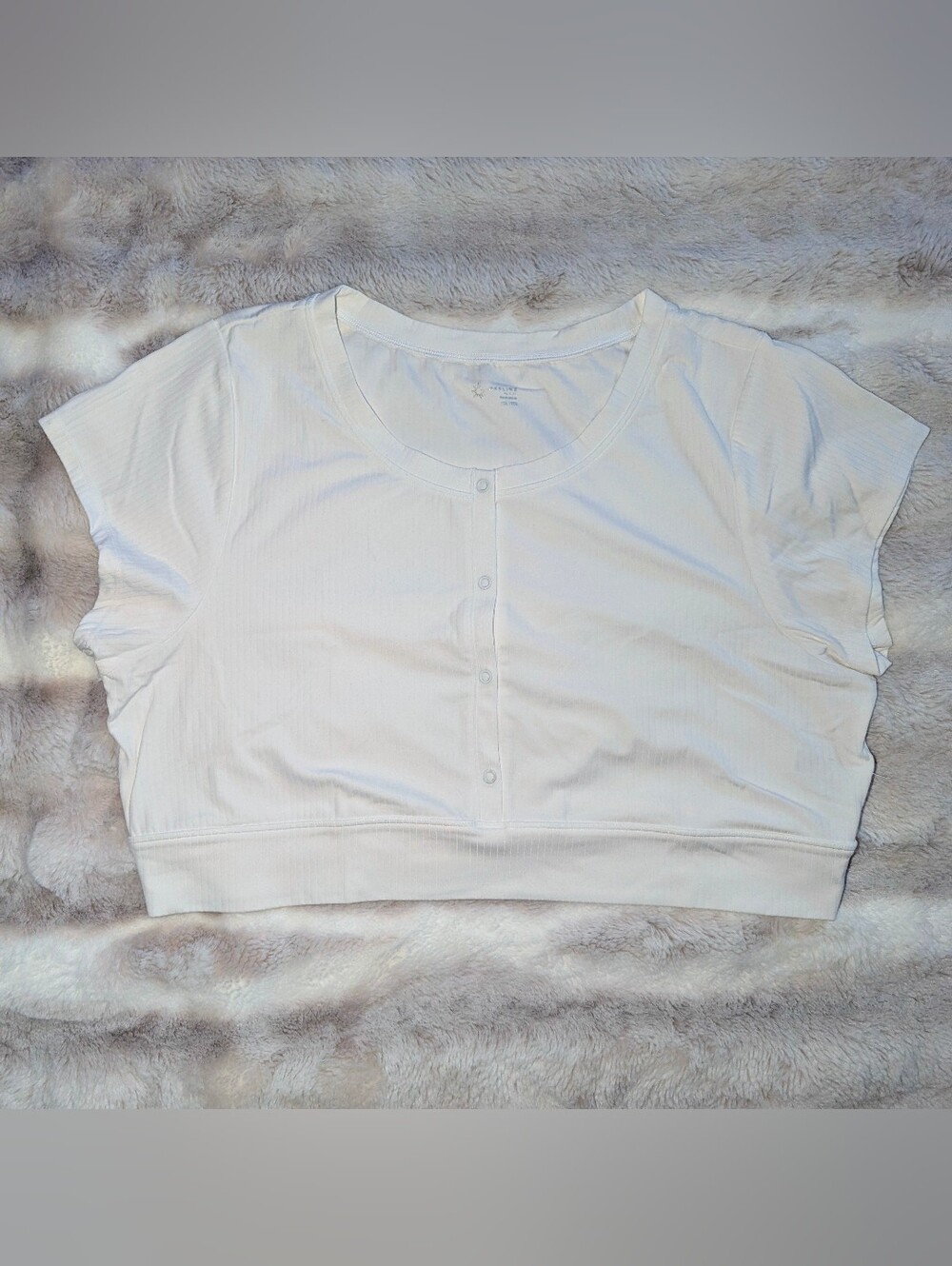 OFFLINE by Aerie Real Me Ribbed Snap-Front Crop Top White XXL